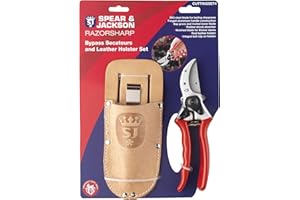 Spear & Jackson CUTTINGSET4 Razorsharp Professional Heavy Duty Bypass Secateurs and Leather Holster Set