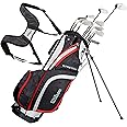 Wilson Beginner Complete Set, 10 golf clubs with stand bag, Men's, Stretch XL, Black/Grey/Red
