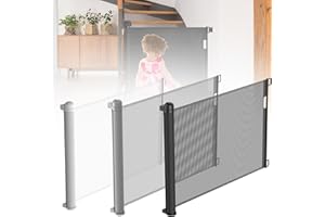 YARDIN Rejilla de protección para escaleras, extensible para bebés y mascotas, protección para escaleras, puertas, interiores y exteriores (0-150 cm, 87 cm de alto, negro)