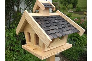 HOLZ UND GARTENTRENDS Vogelhaus-Vogelhäuser Vogelfutterhaus Vogelhäuschen-aus Holz-Vogelhausständer-Nistkasten-Schreinerarbeit-in unterschiedlichen Farben erhältlich … … (Vogelhaus mit Putzklappe Schwarz)