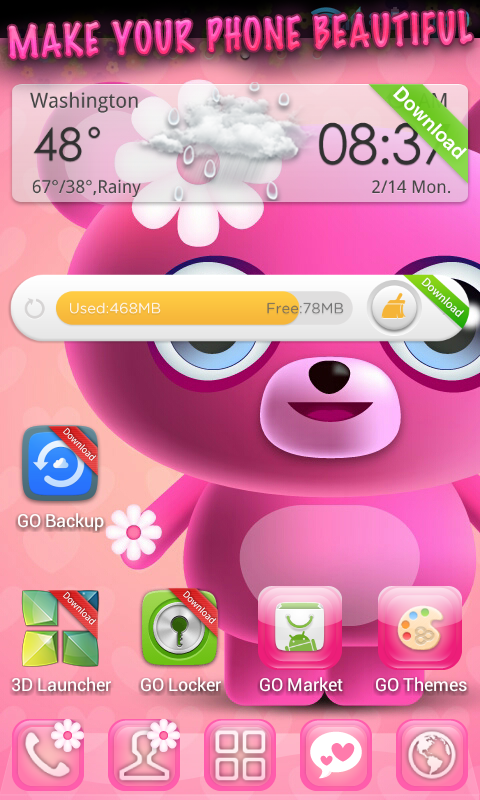 Cute Pink Go Launcher Theme Amazon Co Uk Appstore For Android