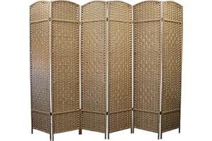 SUPERGIFT.COM Folding Paravent 6 Panel Divider Screen, Freestanding Partition Wall Panel Privacy Furniture for Living Room, Bedroom and Office (Natural)