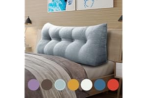 VERCART Keilkissen Bett Großes Rückenkissen Bett Kopfteil Bequemes Lesekissen für Bett und Sofa 2 in 1 Rückenlehne und Kopfkissen Couchkissen Langes XXL Lendenkissen Leinen 120cm Grau