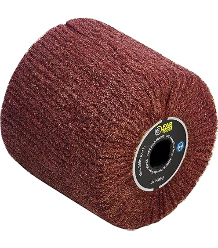 2 Brosses Abrasives Grain 80 - Diam. 120 Mm, Largeur 100 Mm, Pour Machine à Satiner, Nylon Renforcé - 11
