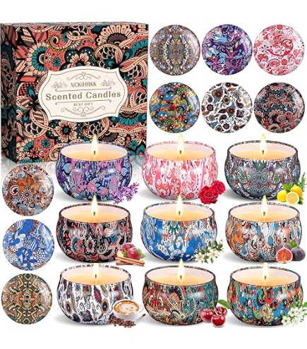 Coffret Bougies Parfumées - 9 Parfums - Cire De Soja Naturelle - Cadeau Décoration Maison Yoga