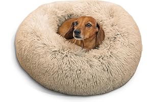 Best Friends by Sheri The Original Calming Donut - Cama para Perros y Gatos - Pelo sintético - Lavable a máquina - Marrón grisáceo - 58 x 58 cm - S