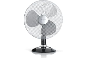 Brandson - Ventilateur de table - Ventilateur de bureau 40 cm - 3 vitesses - Economie d’énergie 50W - silencieux, élégant et ajustable - inclinable à 30°- Oscillation à 85° - Certifié GS - Noir/gris