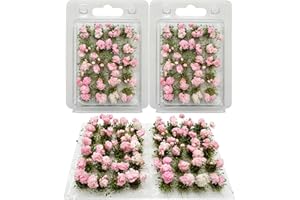 Woohome 40 Pz Mini Grappoli di Fiori, Paesaggi Ciuffi D'Erba Modello Erba Statica Ciuffo Erba Ferroviaria Artificiale Erba Modellismo Cespugli Di Fiori Per La Decorazion Del Giardino (Peonia, Rosa)