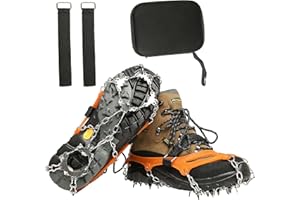 BenBoy Crampones Ligeros 19 Dientes con Cadena de Acero Inoxidable Crampones Nieve Hielo Antideslizante Crampones Trail Running Invierno para Escalada Alpinismo Montaña Senderismo