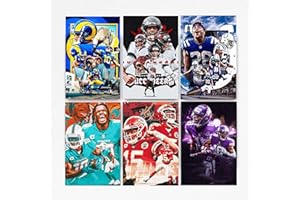 NBHYK Legendäres American Football Star Poster Patrick Mahomes Cooper Kupp Brady Tyreek Hill Justin Jefferson Jonathan Taylor Sport-Poster (ungerahmt, 20,3 x 30,5 cm, 6 Stück)
