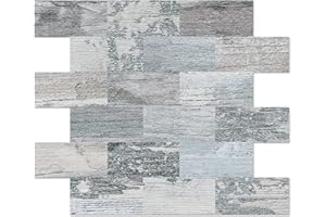 DEWOO 20-Piezas Revestimiento de Paredes pvc,Azulejos Adhesivas Pared Vintage Efecto de Madera Para la Cocina Baños (10-Piezas 34 x 29cm)