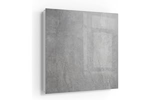 ‎DEQORI DEQORI Schlüsselkasten weiß | 30x30 cm | Motiv Verputzte Steinmauer | Glas & Metall Schlüssel-Box | Schlüsselschrank mit 50 Haken + 2 Magnete | Moderne Design Box magnetisch & beschreibbar