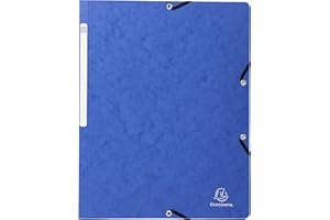 Exacompta 5512E Teczka na dokumenty, z mocnego kartonu Colorspan, na dokumenty A4, 2 gumki na rogach teczki, teczka na prospekty, 1 sztuka kolor niebieski