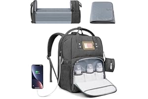 Nuliie Mochila de Pañales para Bebé, Mochila Carro Bebe Multifuncional de Gran Capacidad con Cambiador, Bolsa Chupete, Cinturón de Cochecito para Viaje de Mamá y Papá