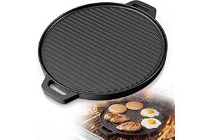 Grillplatta med handtag för BBQ, non-stick-belagd grillpanna, högkvalitativ 33 cm gjutjärnsplatta för träkol, gas och pelletg