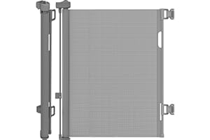 DIKOTS Grey Retractable Stair Gate for baby & Pet - 140 cm wide & 86 cm tall extendable baby gate - Retractable Stair Gates for Dog & cat - Baby gate for stairs, Indoor & doorways