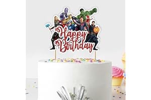SEYAL Suprhero Happy Birthday Cake Topper – Customizable Name and Age – Elegant Party Decoration – Durable Acrylic Cake Accessory