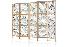 murando - Biombo XXL Hojas 3D Efecto 225x171 cm 5 Paneles Lienzo de Tejido no Tejido Tela sintética Separador Madera Design de Moda Hecho a Mano Deco Home Office Japón f-B-0265-z-c