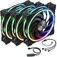 Akasa SOHO AR Kit, 120mm ARGB PWM Case fans, Up to 2000 RPM, Low-Noise addressable RGB LED fan for PC, Radiator and CPU Cooler, ARGB Splitter Cable & PWM Fan Hub Included, 3 Pack, AK-FN108-KT03