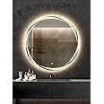 Modern Glass Decorative Leaf Design Led Mirror with Touch Sensor | Bathroom Mirror with Led Lights | Wall Mirror for Home Mirror Bedroom Washbasin Lighting Mirror (Triple Light, 24 x 24 Inch)