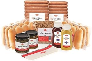 ‎HOT DOG WORLD HOT DOG WORLD - Hotdog-Partypaket "American Style" für 24 Hot Dogs (Strohschwein)