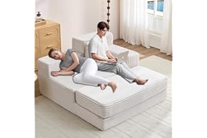Wumagin Schlafsofa Couch Cord Schlafsessel Big Sofa mit Schlaffunktion, 135 * 152 * 80cm Chaiselongue Bett Sessel mit Schlaffunktion Eckcouch für Wohnzimmer und Schlafzimmer