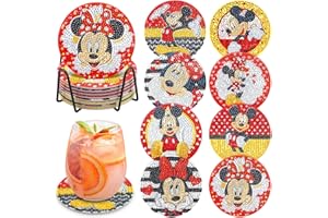 DAERLE Anime Juego de 8 Posavasos con Soporte para Pintura de Diamantes, Posavasos de Arte de Diamante, Posavasos Rredondos, Diamond Painting Set, Posavasos para Copas de Vino, Jarrones