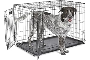MidWest Homes for Pets Nowo ulepszone podwójne drzwi iCrate 90,42 cm (36"), długa skrzynia dla psa, zawiera szczelną patelnię, nóżki chroniące podłogę, panel działowy i nowe opatentowane funkcje,
