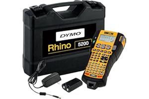 Dymo Rhino 5200 Industrial Label Maker | Labelling Machine Kit Case | Time-Saving Hot KeysPrints FastDurable Label Maker For Job Sites and Heavy-Duty Labelling Jobs | UK Plug