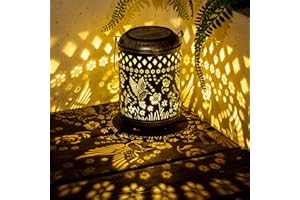 GIGALUMI Solar Lanterns Outdoor, Hummingbird Hanging Solar Garden Lights, Waterproof Metal Garden Ornament Decoration for Yard, Patio, Porch, Backyard, Lawn