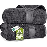 Utopia Towels Large Bath Towels Pack of 2 (180x90 cm) Grey | Ring Spun Cotton, Soft &amp; Lightweight: extra large, highly absorb
