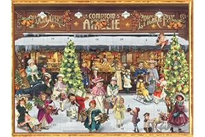 RICHARD SELLMER VERLAG Calendario dell'Avvento nostalgico in carta con immagini e glitter per bambini e adulti "negozio vittoriano"