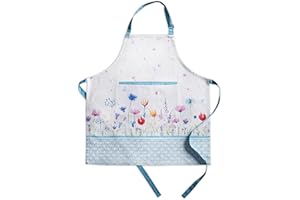 MAISON D' HERMINE Maison d'Hermine, 100% Baumwolle, 1-teilige Küchenschürze mit verstellbarem Halsausschnitt und Mitteltasche, lange Krawatten für Damen/Herren, Frühjahr/Sommer