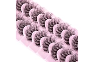 wiwoseo Eyelashes Natural Fluffy Faux Mink Lashes 3D Thick Volume D Curl Wispy Eyelashes that Look Like Extensions Fake Eyelashes 10 Pairs Pack