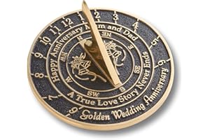 The Metal Foundry 50th Golden Wedding Anniversary Sundial Gift For Parents. This Solid Recycled Metal Gift Idea Is A Great Present For Your Parent To Celebrate 50 Years Of Marriage
