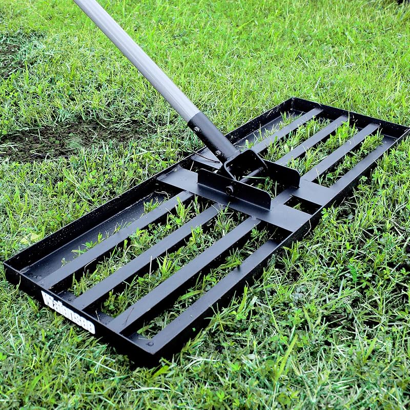 Walensee Lawn Leveling Rake, Levelawn Tool, Heavy Duty Effort Saving Lawn Level Tool, Steel Handle Lawn Leveler for Yard Garden Golf Course , Ease Level Soil Sand Dirt Surfaces, 7FT 30"x10"