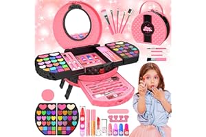 GOLMUD 66 Pcs Kids Makeup Sets For Girls with Portable Stand,Make Up Starter Kit Children Princess Pretend Play Games Toys Presents,Little Girl Birthday Gifts Set For Age 3 4 5 6 7 8 9 10 11 12 Years Old