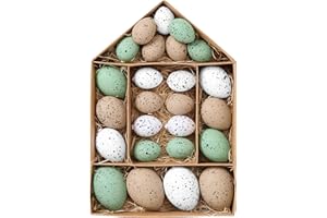 ‎VICTOR'S WORKSHOP Victor's Workshop 25x Ostereier zum Aufhängen, farbige künstliche Ostereier für Osterdeko Osterstrauß Osterkörbchen Frühlingsdeko - Grün