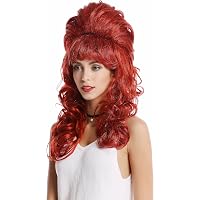 WIG ME UP Damenperücke Mit Schwarz-roten Strähnen & Pony – Modische Tressenperücke Aus Kunsthaar