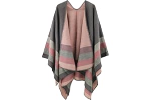 SHMILY GIRL Womens Reversible Oversized Poncho Cape Warm Shawl Wrap Open Front Printed Blanket Cardigans
