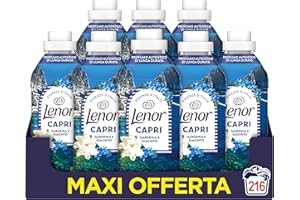 Lenor Ammorbidente Lavatrice Concentrato Essenze d’Italia, 216 Lavaggi (8x27), Capri, Note Di Gardenia e Giacinto, Profumo autentico di lunga durata