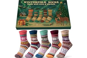 YULARA Chaussettes Chaudes Femme Cadeau Noel: Idee Cadeau Secret Santa Original pour Épouse Maman Fille Mamie Sœurs, Femme Chaussettes 35-42 Hiver Grand Froid Fantaisie Tres Grosse Douce Laine Pilou Pilou