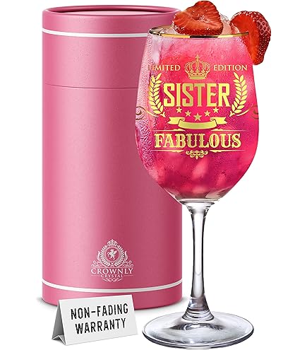 Verre à Vin Personnalisé "1975" - Cadeau Anniversaire 50 Ans Femme, Cristal Sans Plomb, 17oz