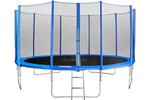 SixBros. SixJump Trampoline de Jardin 1,85m Jusqu’à 4,60m pour Enfants, Set-Complet avec echelle, Filet de sécurité & Tour de Protection, différentes Couleurs et Tailles