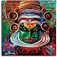 PIXELARTZ Kathakali Dancer Canvas Painting, Classic Indian Art for wall, dance academy Without Frame (Multicolor, Medium)