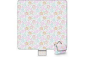 Huggeri Picknickdeck 200x200 cm，Stranddeck XXL wasserdicht sandfrei，Faltbare Strandmatte,3-lagige waschbare Polyester Outdoor Decke für Camping, Park, Reisen, Familienfeiern - Blumenmuster