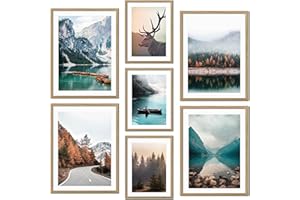 ag.art deco Lot de 7 Posters | Affiche Decoration Murale | Affiche Murale pour Salon et Chambre à Coucher | Tableaux Decoratifs Muraux | Poster Mural Sans Cadre (Montagnes et Lacs)