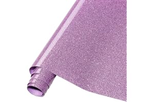 Tintnut Light Purple Glitter Iron on Vinyl Roll -12"x5ft Lilic Glitter Heat Transfer Vinyl Shinny Glitter Iron On Vinyl for T-Shirts Glitter HTV Easy to Weed