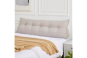 Dorifine Kissen Bett Rückenkissen, Lesekissen für Bett, Dreieckiges Rückenlehne Kissen, Rückenpolster Wand mit abnehmbarem Bezug, Werden als Kopfteil, Sofa Rückenkissen, 200 x 50 x 20 cm, Grau