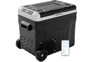 EUHOMY 50L Auto-Kühlschrank, Kompressor Kühlbox -20℃~20℃,12V Kühlschrank 12V DC/220V AC, mit APP-Steuerung, Tragbarer Gefrierschrank mit Rädern für Camping, Reisen, Angeln, Outdoor